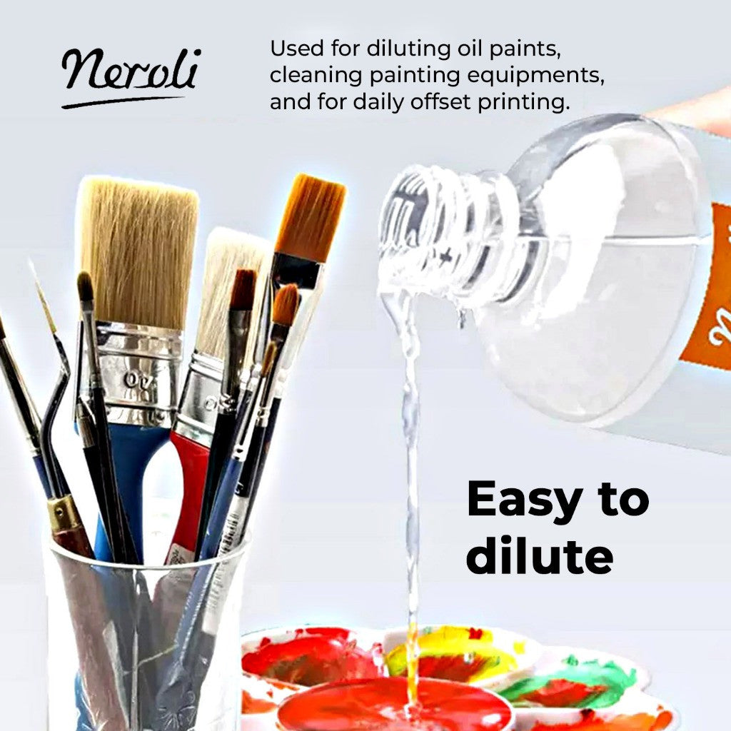 Neroli Turpentine Odourless Thinner Oil Medium For Oil Painting - 120ml & 500ml