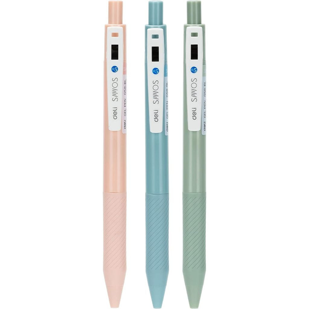 [WETAS] DELI EG58 Gel Pen Comfort Grip Smooth Writing 0.5mm (BLUE / BLACK ) - Single pc