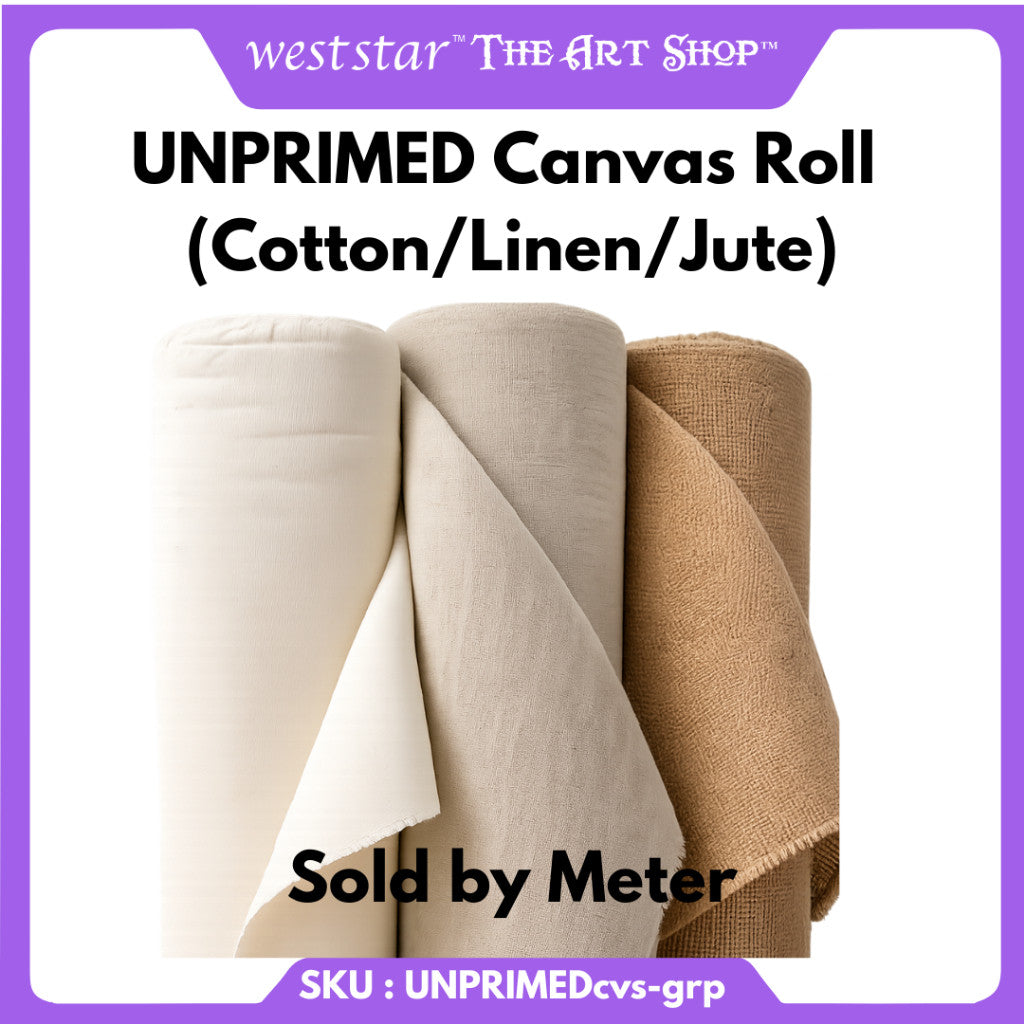 [WE-ARTS] Artist UNPRIMED Cotton / Linen / Jute Canvas Roll Canvas Fabric Kain Canvas Lukisan Canvas for Painting Craft
