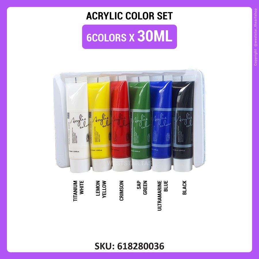 MARIES Acrylic Paint set 6 Col, Arcylic Paint Set,Acrylic Colour,Cat Arkilik,Akrilik Colour,Cat Akrilik Set Art Painting