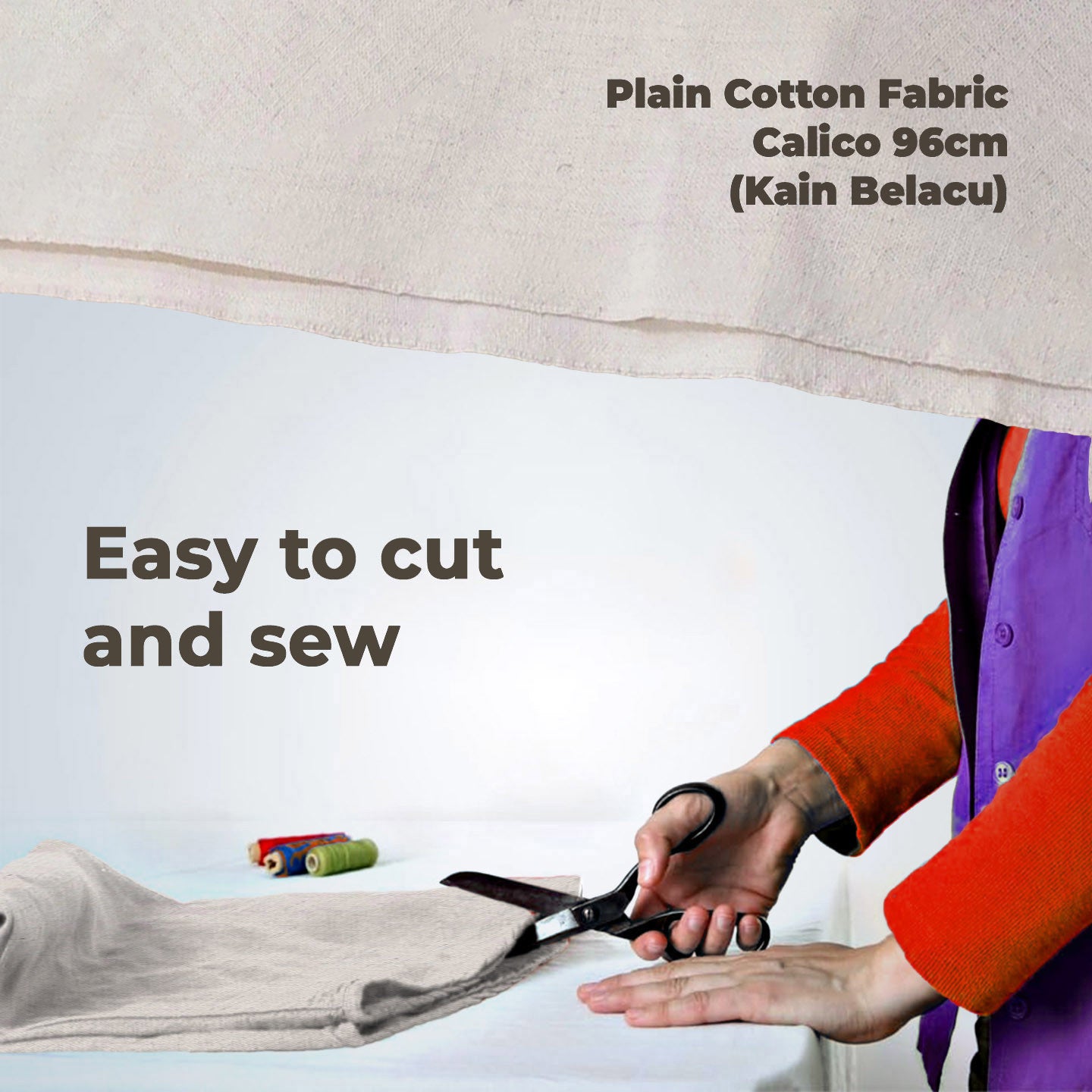 [WE-ARTS] Kain Belacu Plain Cotton Fabric Calico Fabric Kain Cotton DIY Kain Rentang Klasik - 96cm