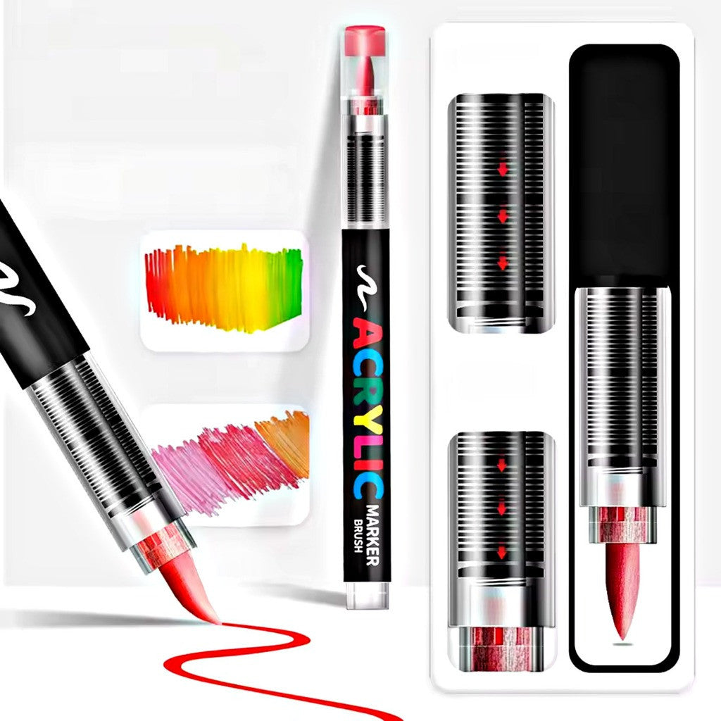 [WETAS] AW1956 Acrylic Brush Marker Set Acrylic Marker Set  (12 / 24 / 36 / 48 Colours)