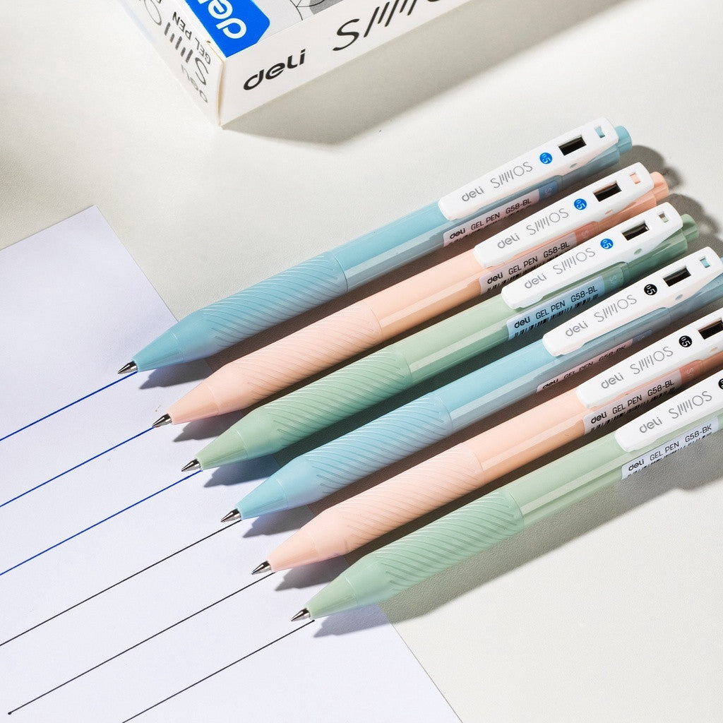 [WETAS] DELI EG58 Gel Pen Comfort Grip Smooth Writing 0.5mm (BLUE / BLACK ) - Single pc