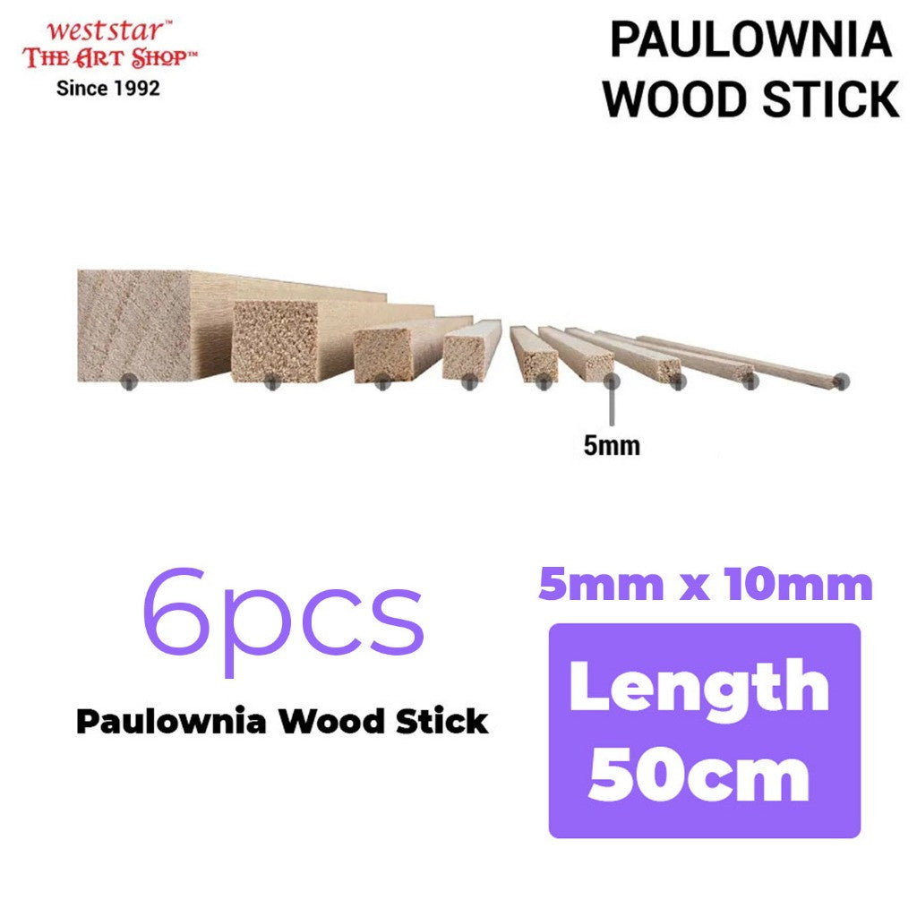 [WETAS] Paulownia Wood Stick Wooden Stick Lightweight Strong Wooden Craft Stick - 50cm length