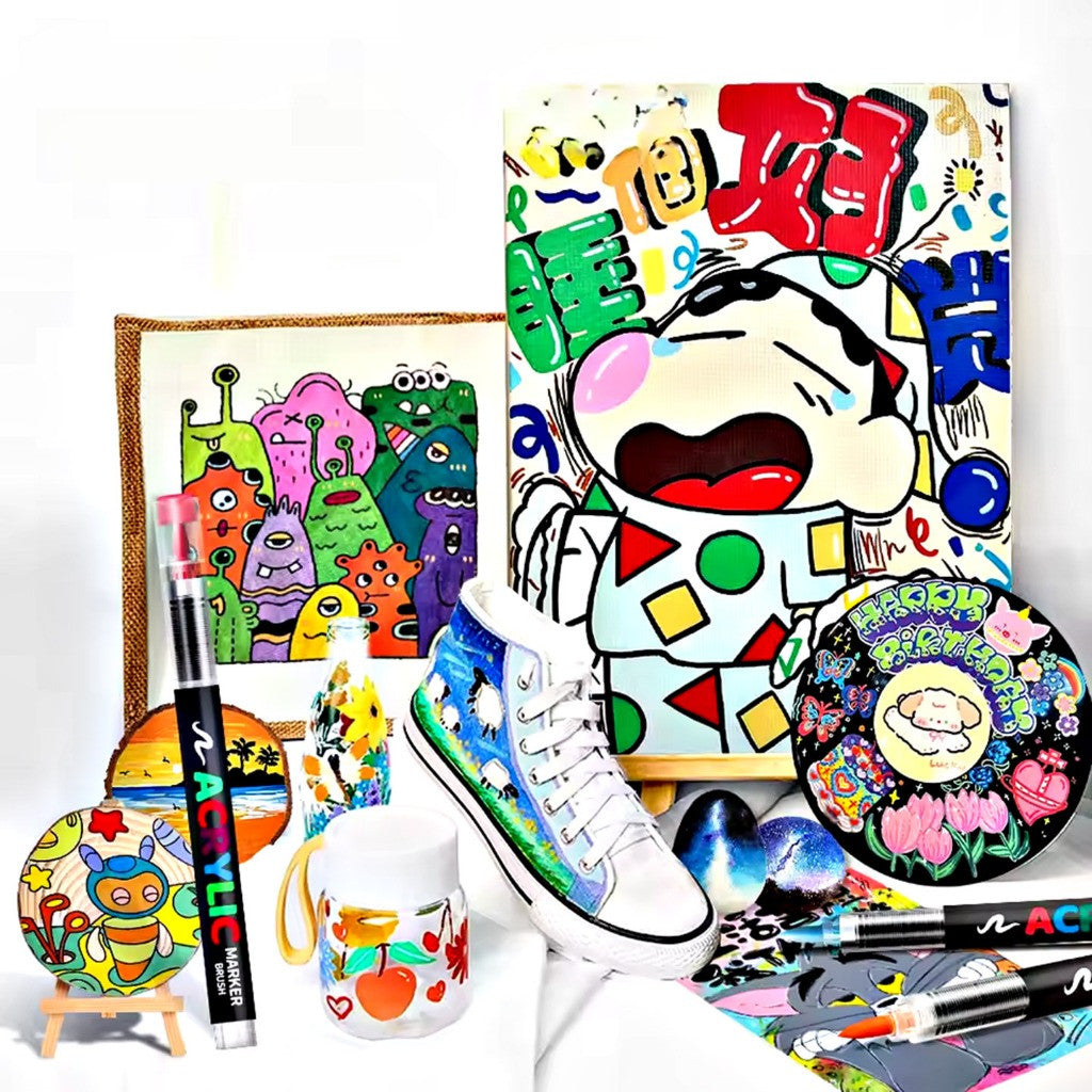 [WETAS] AW1956 Acrylic Brush Marker Set Acrylic Marker Set  (12 / 24 / 36 / 48 Colours)
