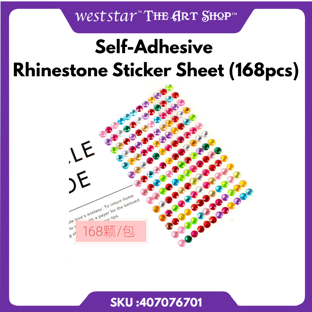 Self-Adhesive Rhinestone Sticker Sheet (168pcs)