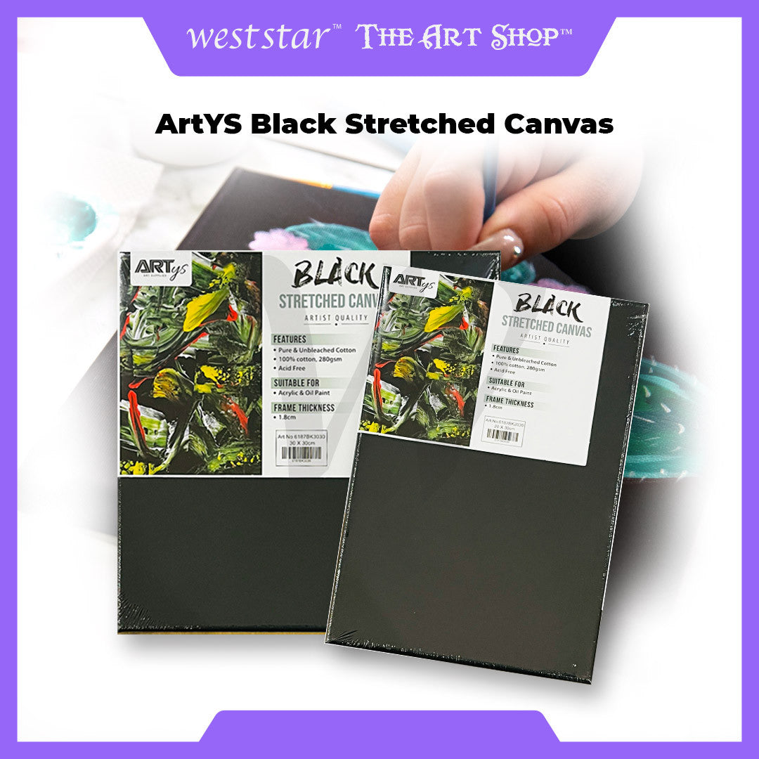 ARTYS Black Stretched Canvas Painting Canvas Black Canvas Painting 280gsm