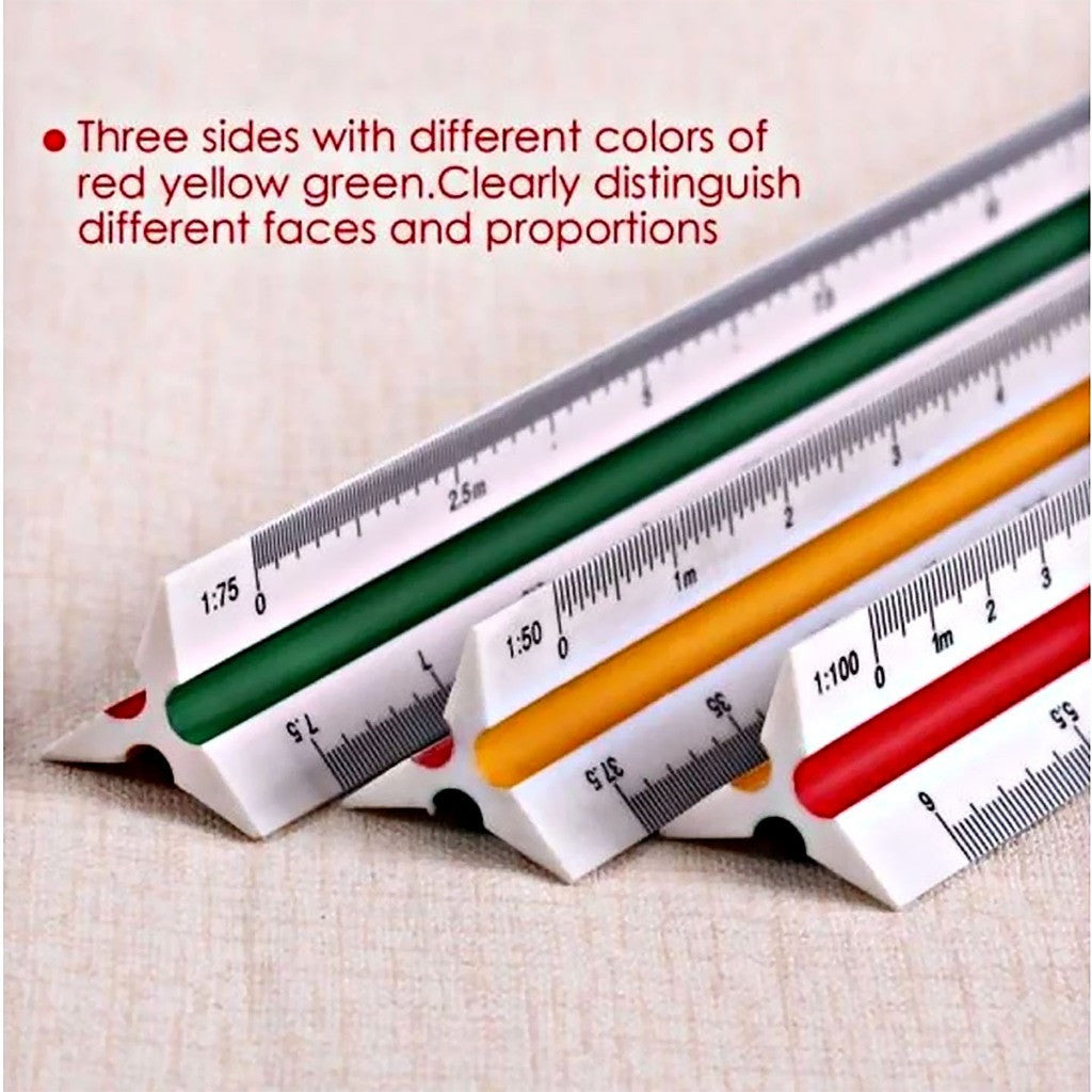 High Precision Scale Ruler Triangle Drawing Scale Ruler A - Metric (1:20/25/50/75/100/125)