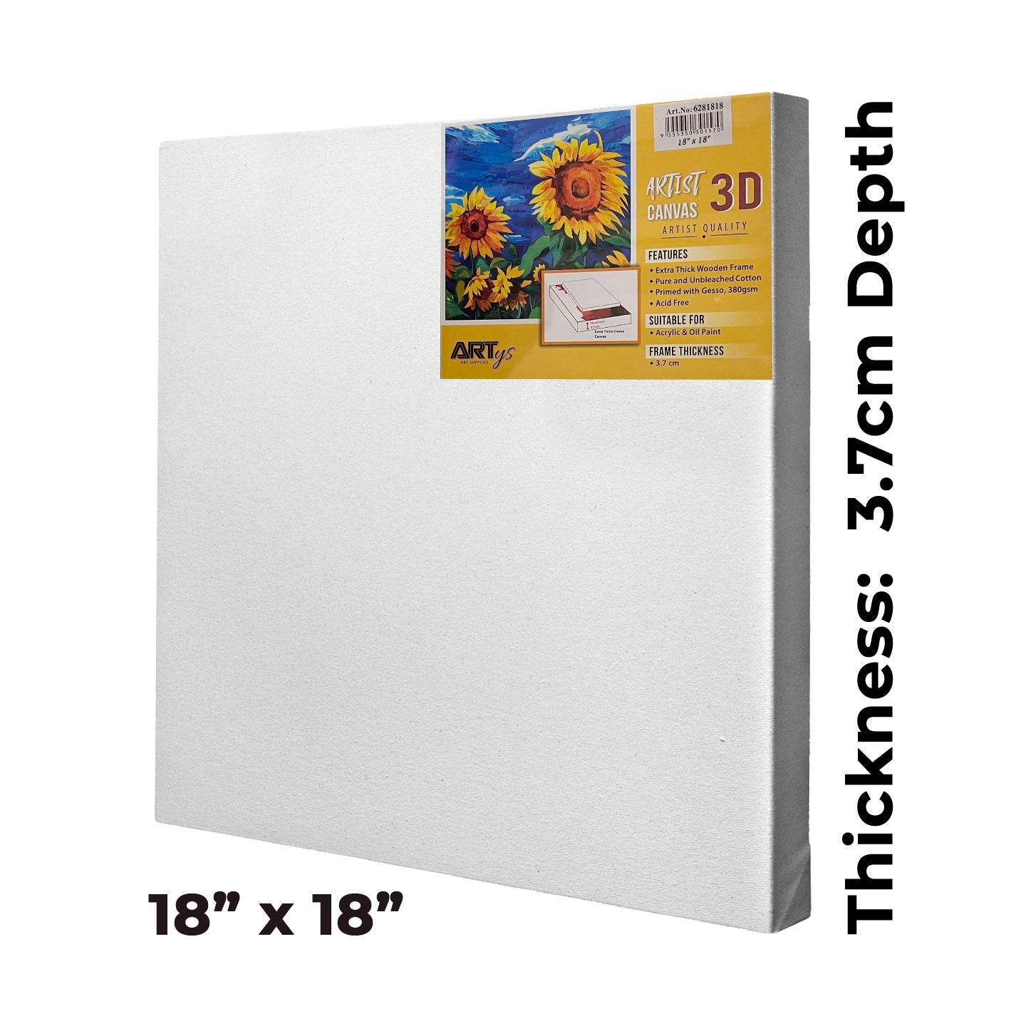 ARTYS 3D Stretched Canvas, Thick Frame Painting Canvas - Inch