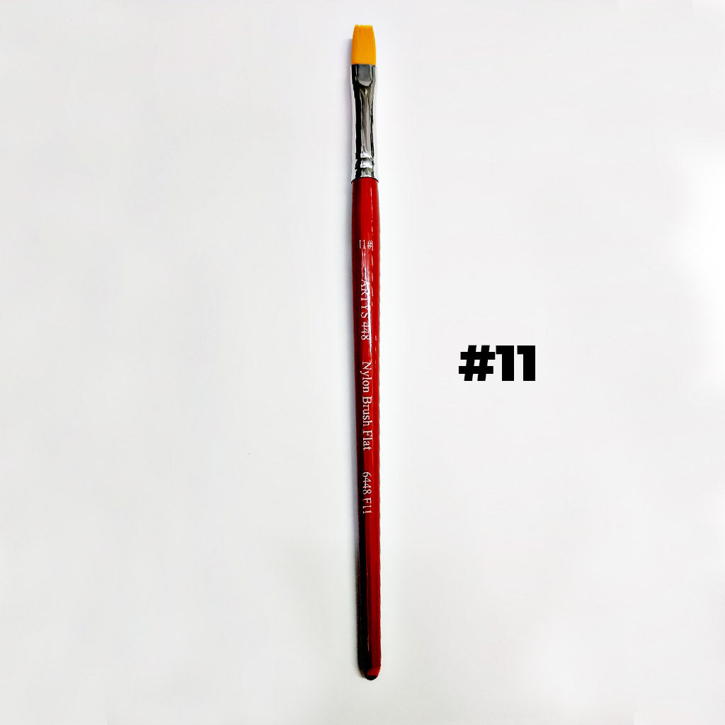ARTYS 448 Nylon Brush Flat Nylon Brush for Watercolor, Gouache, Acrylic -  Size 0 to 2"