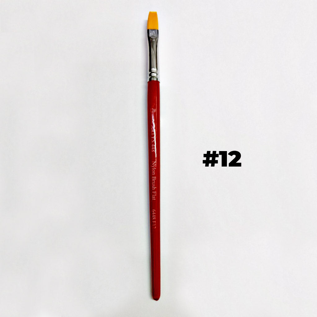 ARTYS 448 Nylon Brush Flat Nylon Brush for Watercolor, Gouache, Acrylic -  Size 0 to 2"