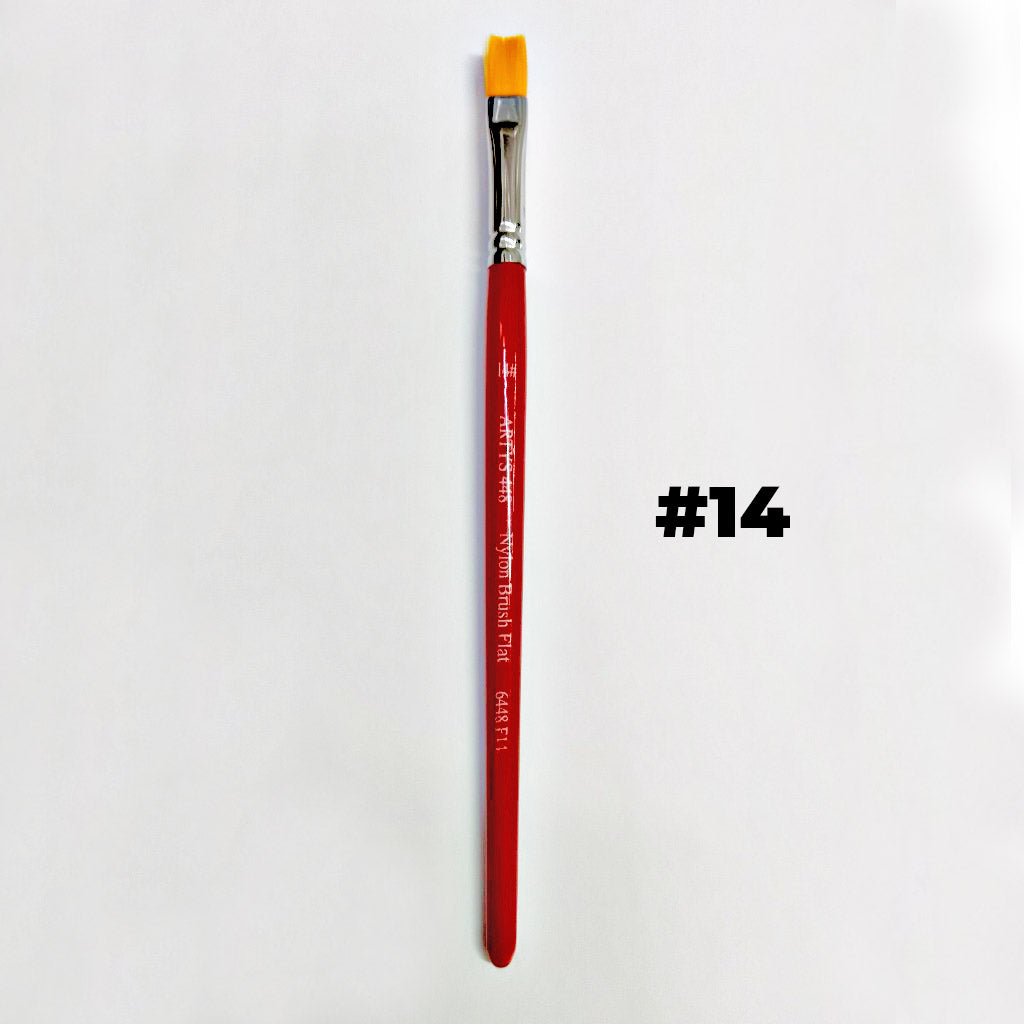 ARTYS 448 Nylon Brush Flat Nylon Brush for Watercolor, Gouache, Acrylic -  Size 0 to 2"