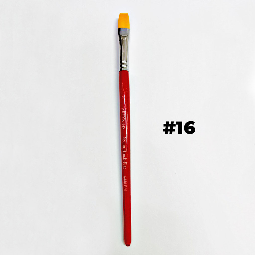 ARTYS 448 Nylon Brush Flat Nylon Brush for Watercolor, Gouache, Acrylic -  Size 0 to 2"