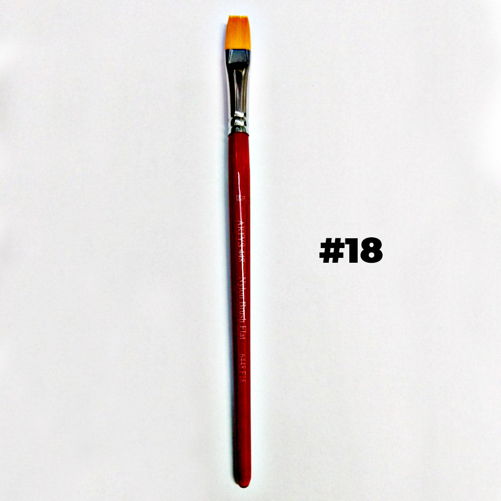 ARTYS 448 Nylon Brush Flat Nylon Brush for Watercolor, Gouache, Acrylic -  Size 0 to 2"