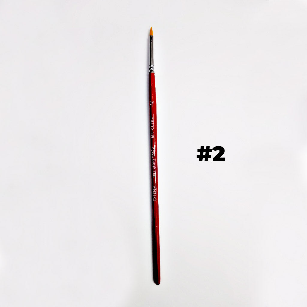 ARTYS 448 Nylon Brush Flat Nylon Brush for Watercolor, Gouache, Acrylic -  Size 0 to 2"