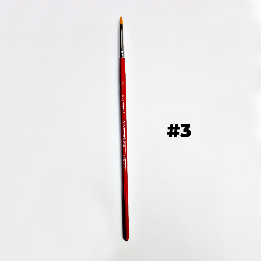 ARTYS 448 Nylon Brush Flat Nylon Brush for Watercolor, Gouache, Acrylic -  Size 0 to 2"