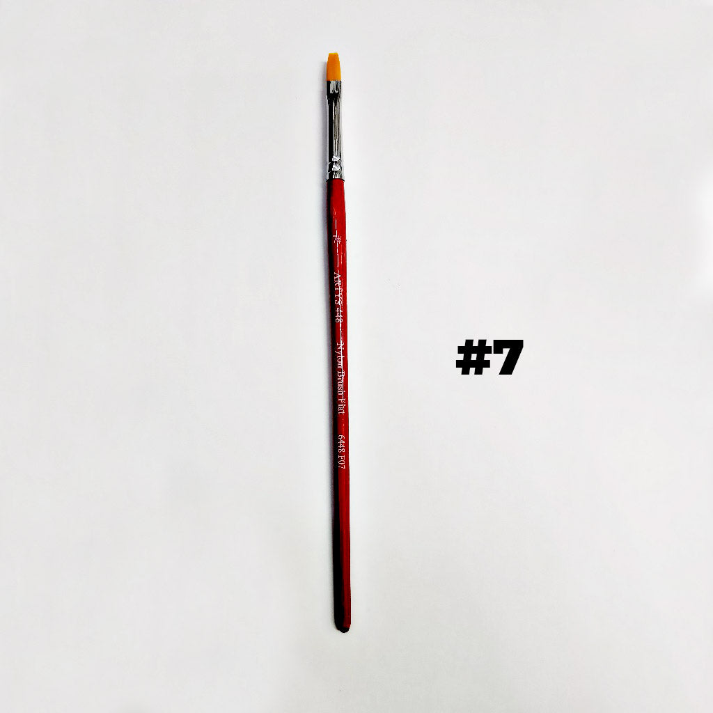 ARTYS 448 Nylon Brush Flat Nylon Brush for Watercolor, Gouache, Acrylic -  Size 0 to 2"