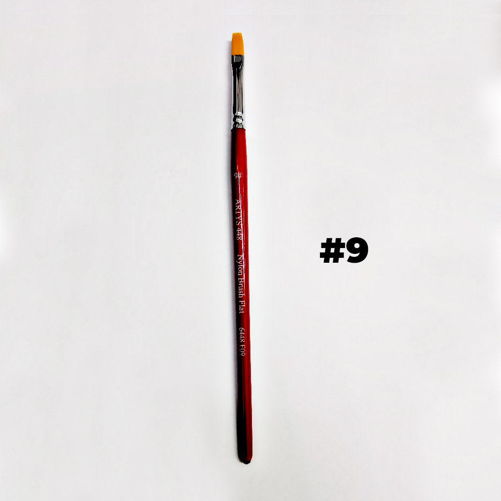 ARTYS 448 Nylon Brush Flat Nylon Brush for Watercolor, Gouache, Acrylic -  Size 0 to 2"