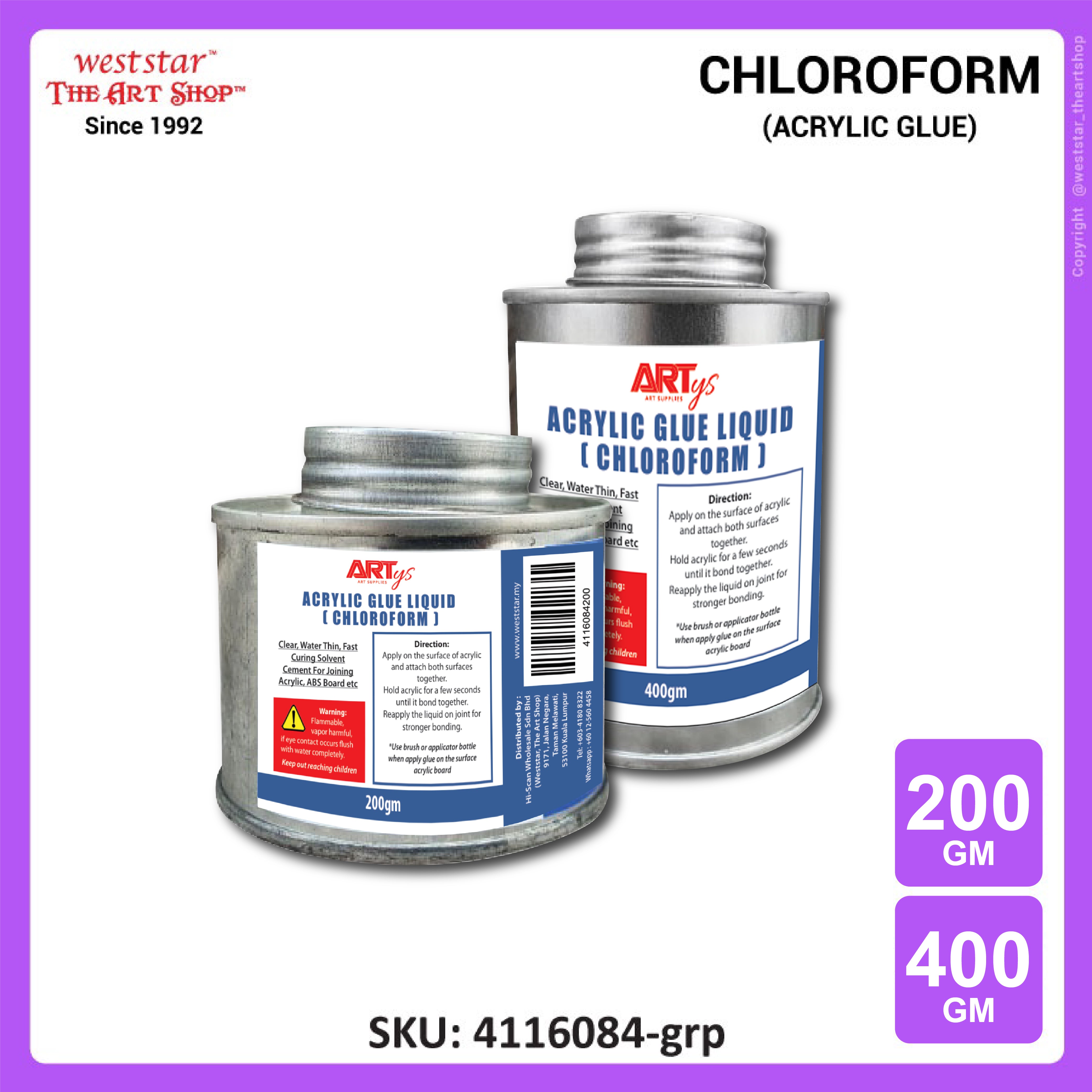 Weststar Acrylic Glue for Acrylic Sheet, Chloroform (200gm, 400gm, 4kg)