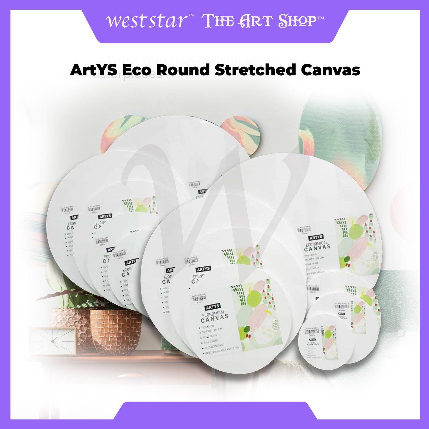 ARTYS ECO Round Canvas Stretched Canvas Panting Canvas (ROUND)