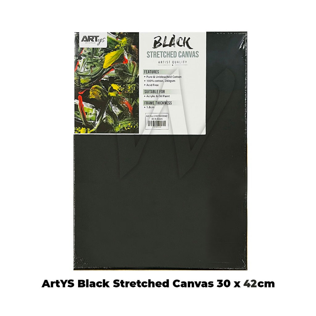 ARTYS Black Stretched Canvas Painting Canvas Black Canvas Painting 280gsm