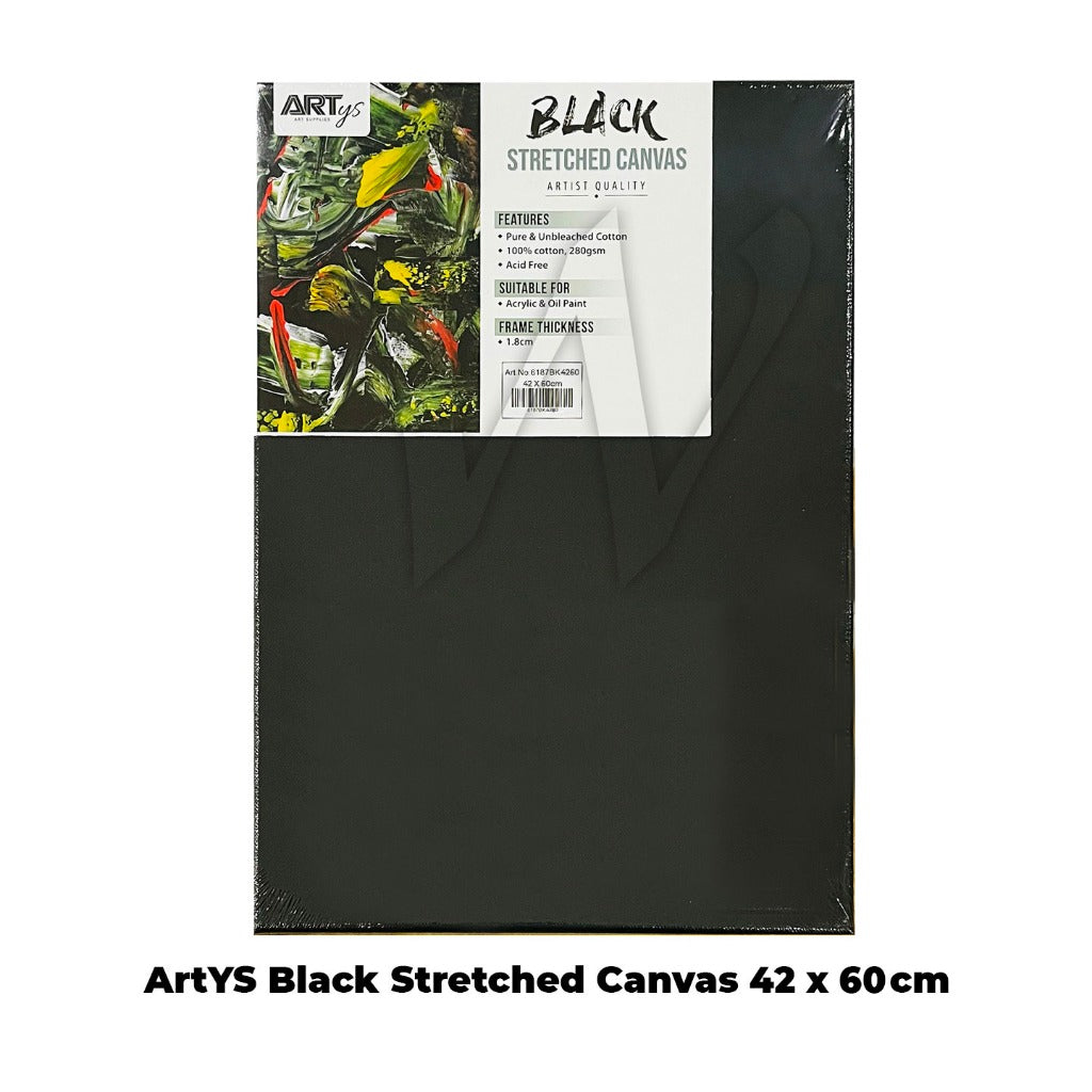 ARTYS Black Stretched Canvas Painting Canvas Black Canvas Painting 280gsm
