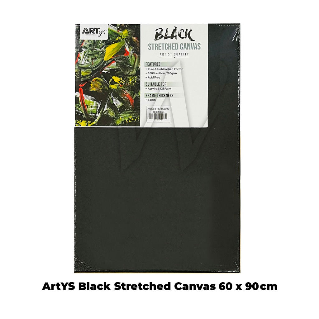 ARTYS Black Stretched Canvas Painting Canvas Black Canvas Painting 280gsm