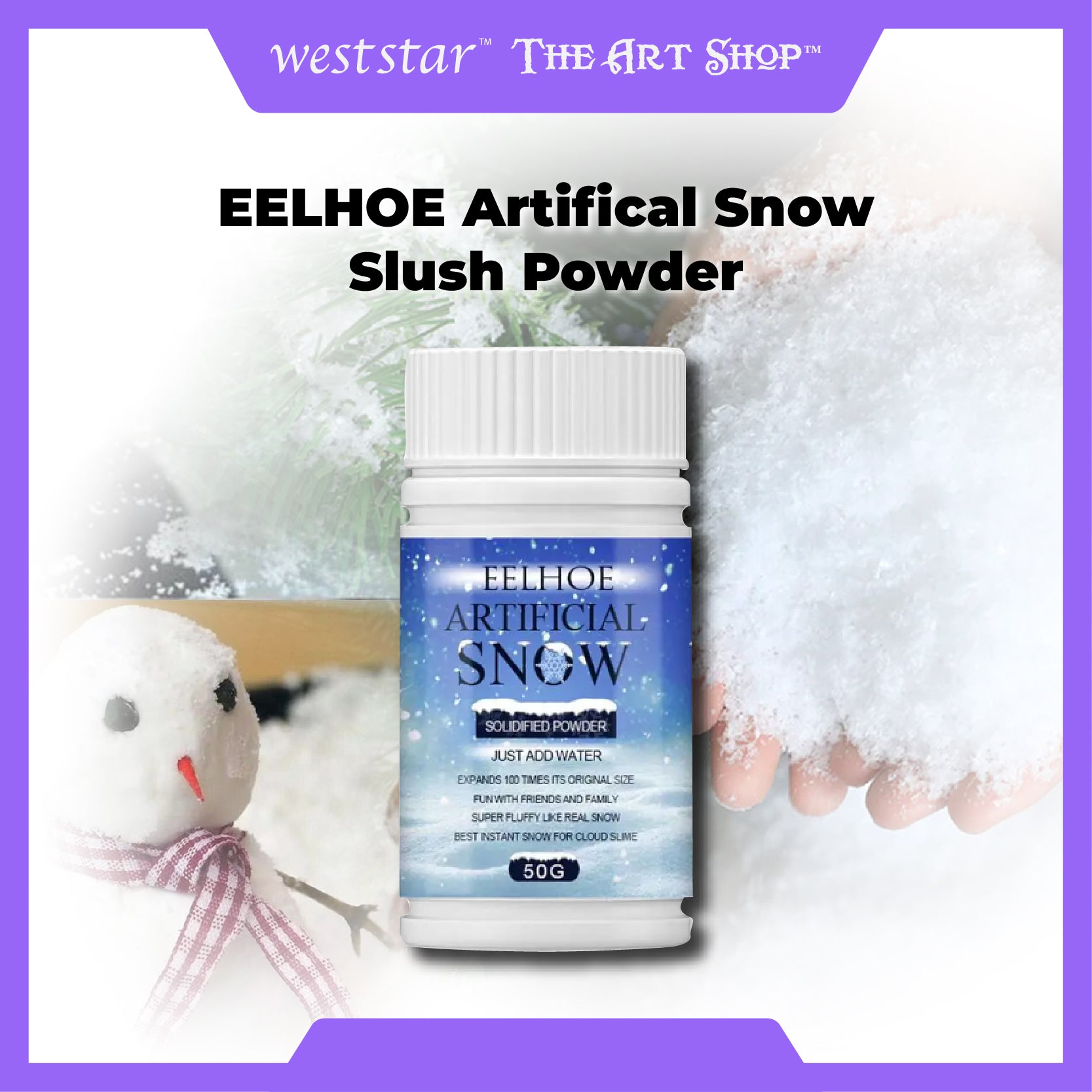 [WESTSTAR] EELHOE Artifical Snow Slush Powder / Instant Snow Powder for Christmas Decoration/Festival/ Salji Buatan - 50g