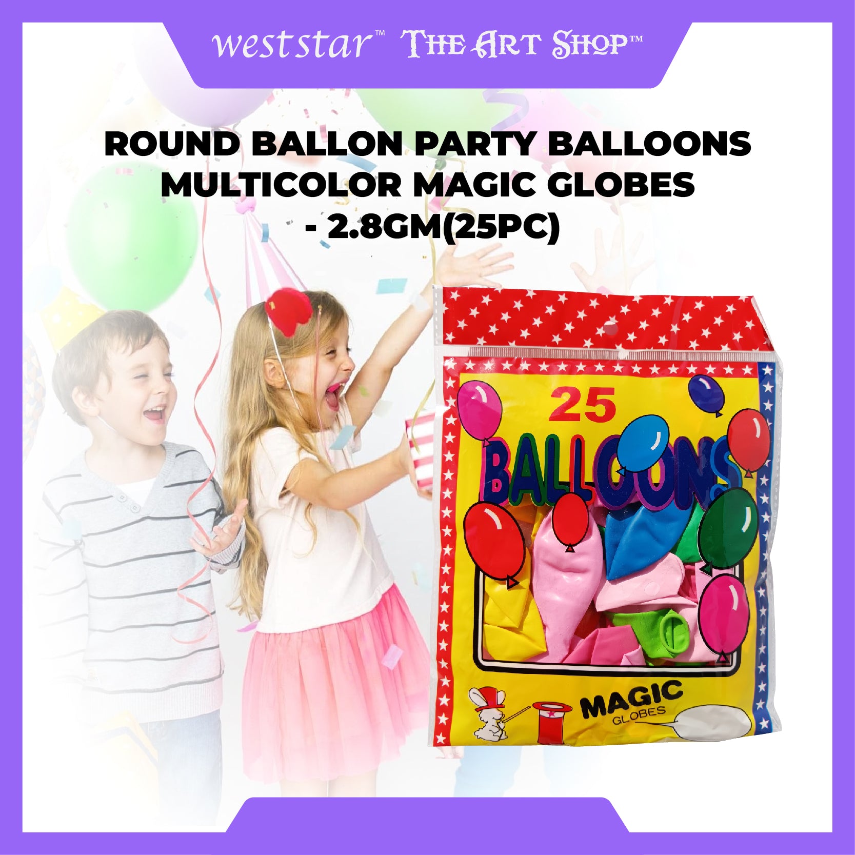 [WESTSTAR] Round Ballon Party Balloons Multicolor Magic Globes - 2.8gm(25pc)