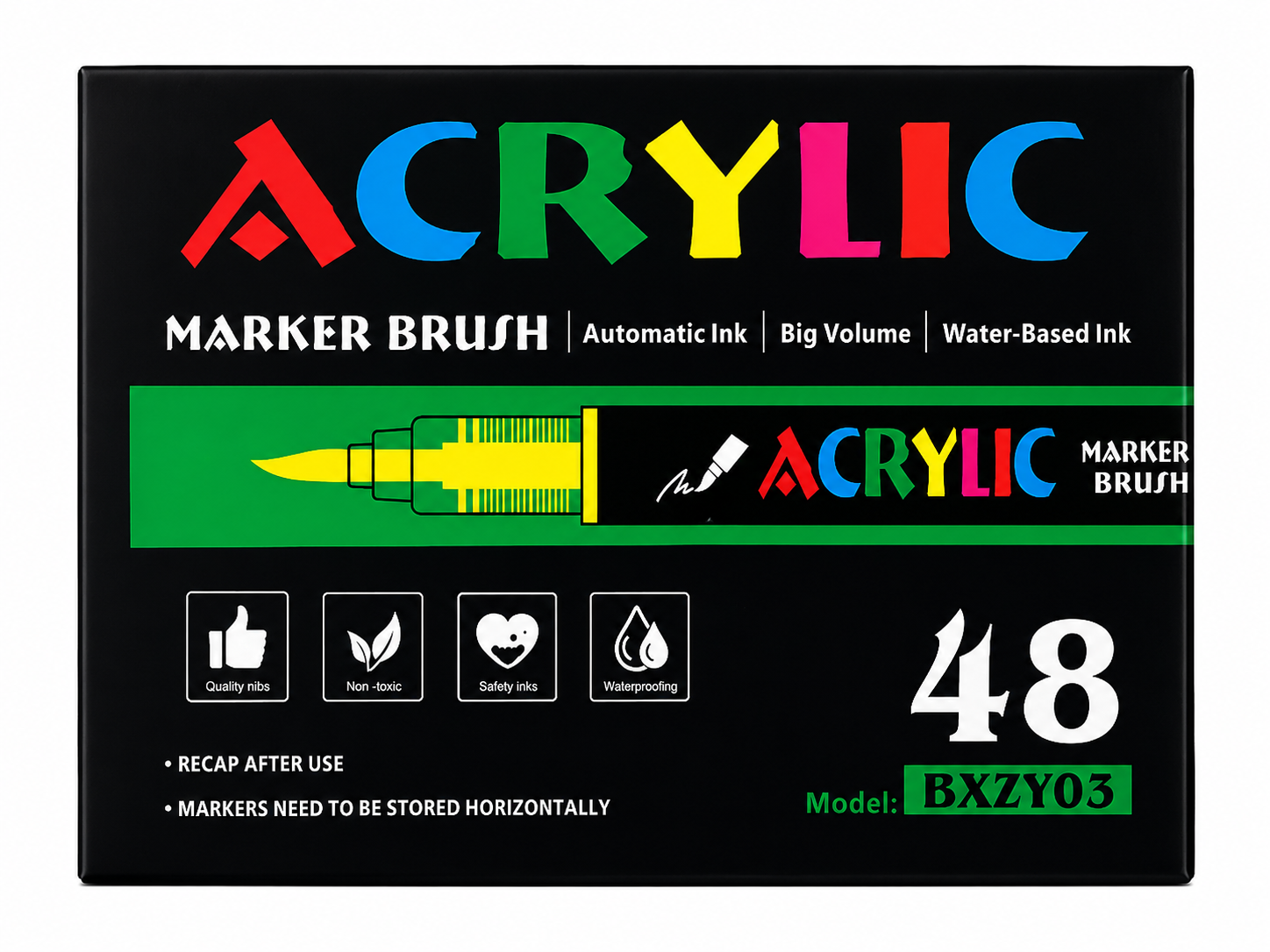 [WETAS] AW1956 Acrylic Brush Marker Set Acrylic Marker Set  (12 / 24 / 36 / 48 Colours)