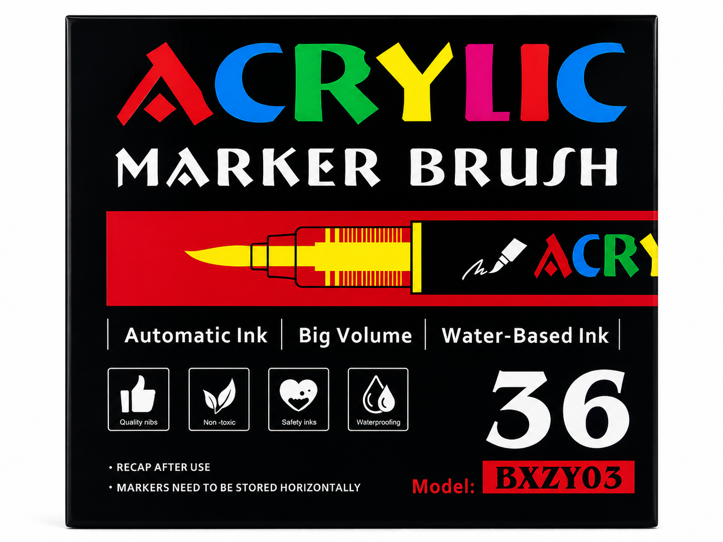 [WETAS] AW1956 Acrylic Brush Marker Set Acrylic Marker Set  (12 / 24 / 36 / 48 Colours)