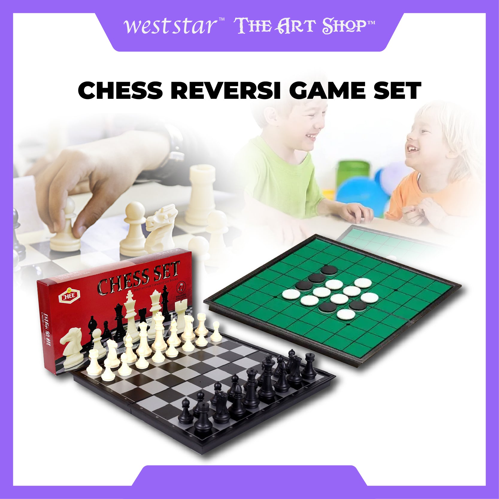 [WESTSTAR] Board Game Set Magnetic Chess Reversi Magnetic Family Game Set