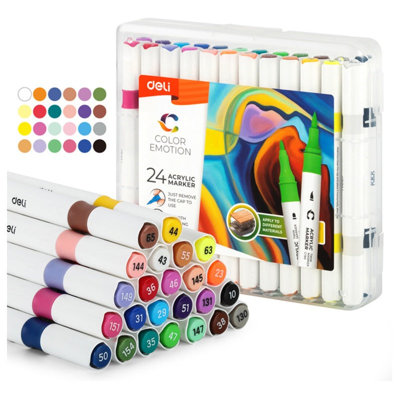 [WETAS] DELI COLOR EMOTION TWIN TIP ACRYLIC MARKER 12 / 24 / 36 COLOURS EC190