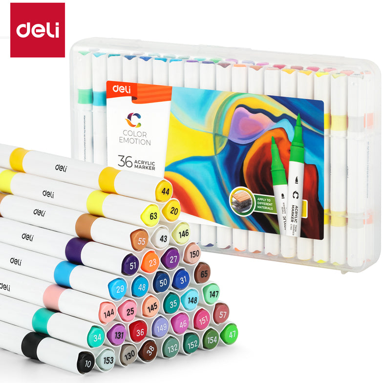 [WETAS] DELI COLOR EMOTION TWIN TIP ACRYLIC MARKER 12 / 24 / 36 COLOURS EC190