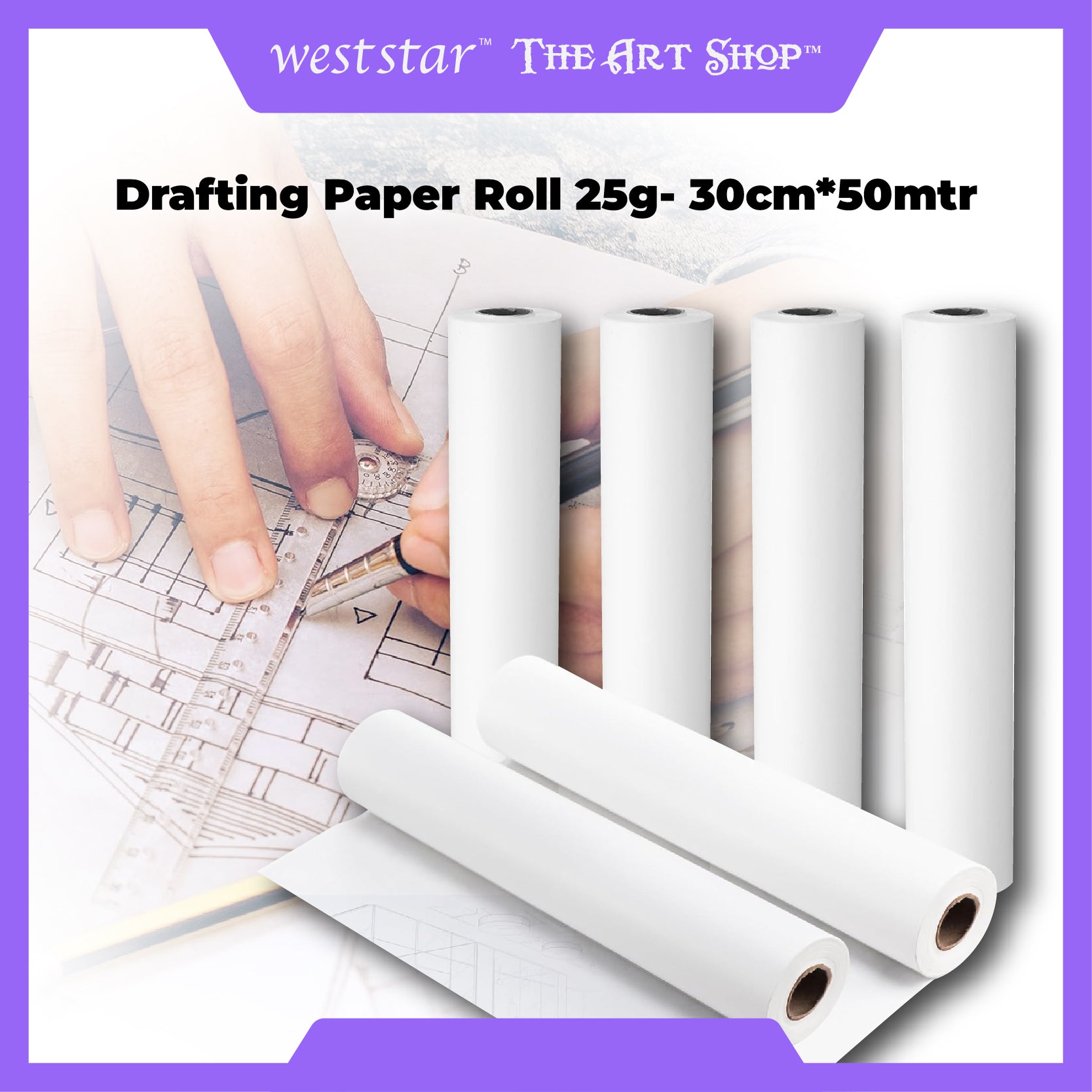 [WESTSTAR] Drafting Paper Roll 25g- 30cm*50mtr