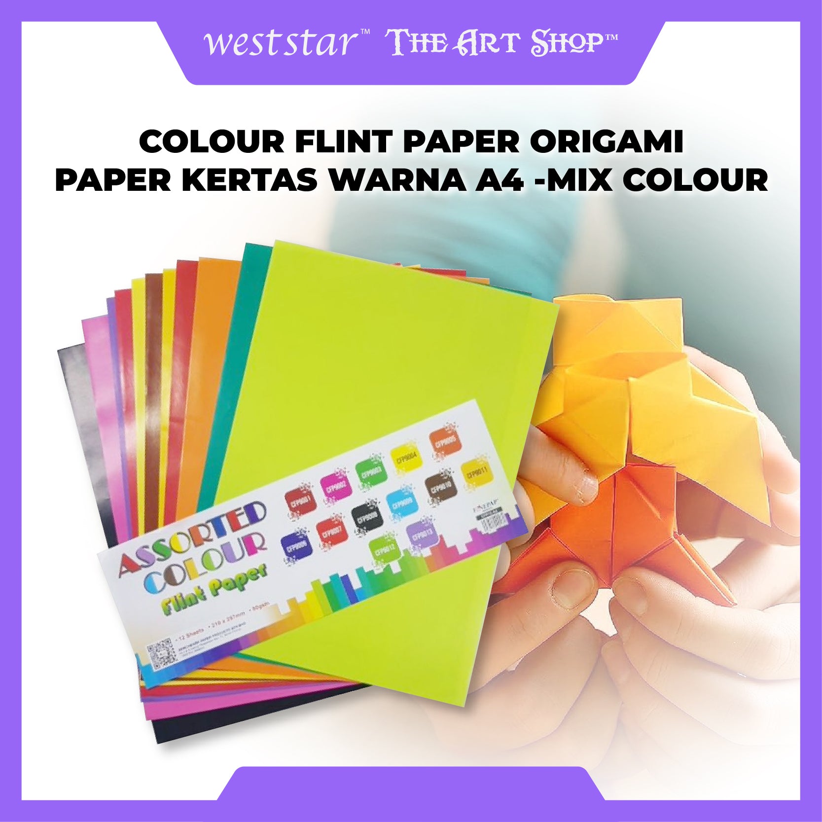 [WESTSTAR] Colour Flint Paper Origami Paper Kertas Warna A4 -Mix Colour