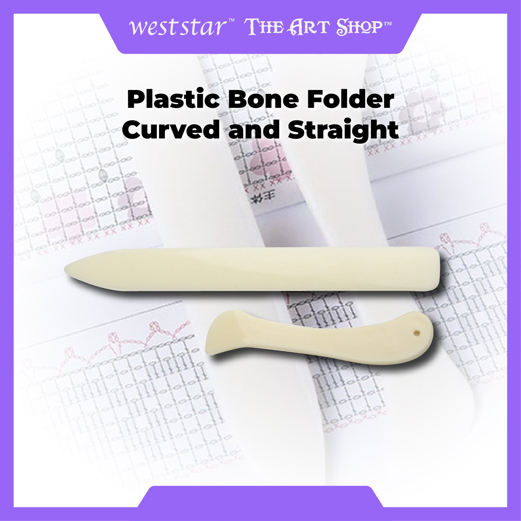 [WESTSTAR] Plastic Bone Folder Curved and Straight / Paper Folding Creasing Scoring Craft Tools - Set of 2