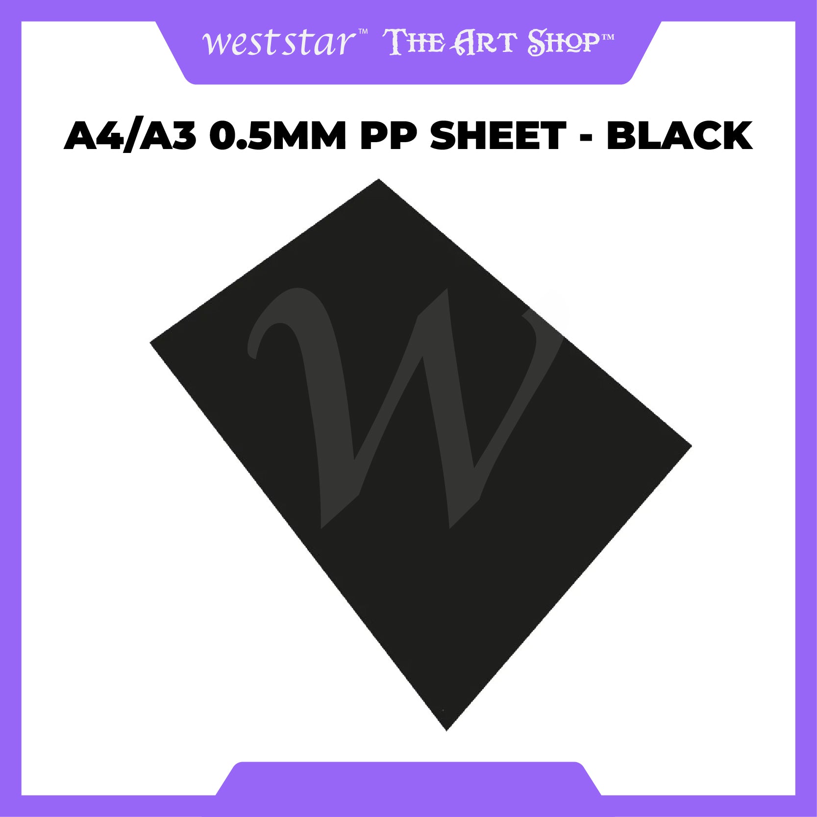 [WESTSTAR] Black Polypropylene Sheet / PP Sheet Plastic Opaque Hard / Plastic Sheet Black - A4 / A3 0.5mmm