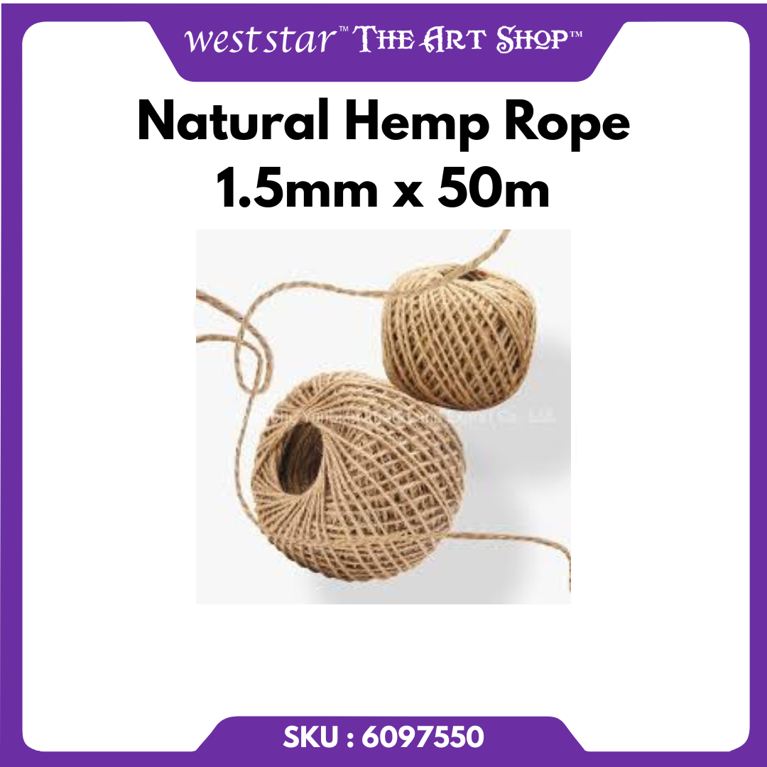 [WE-ARTS] Natural Hemp Rope Jute Hemp Rope Tali Guni Jute | Crafts . DIY 1.5mm x 50m