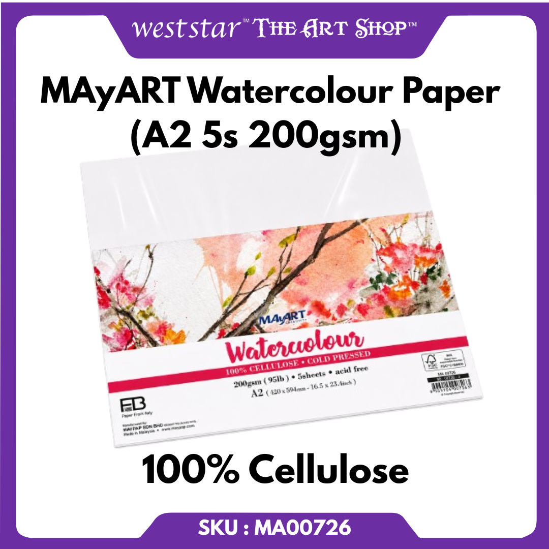 MAyART Watercolour Paper 100% Cellulose  A2 size 5s 200g (FB-SERIES) MA00726