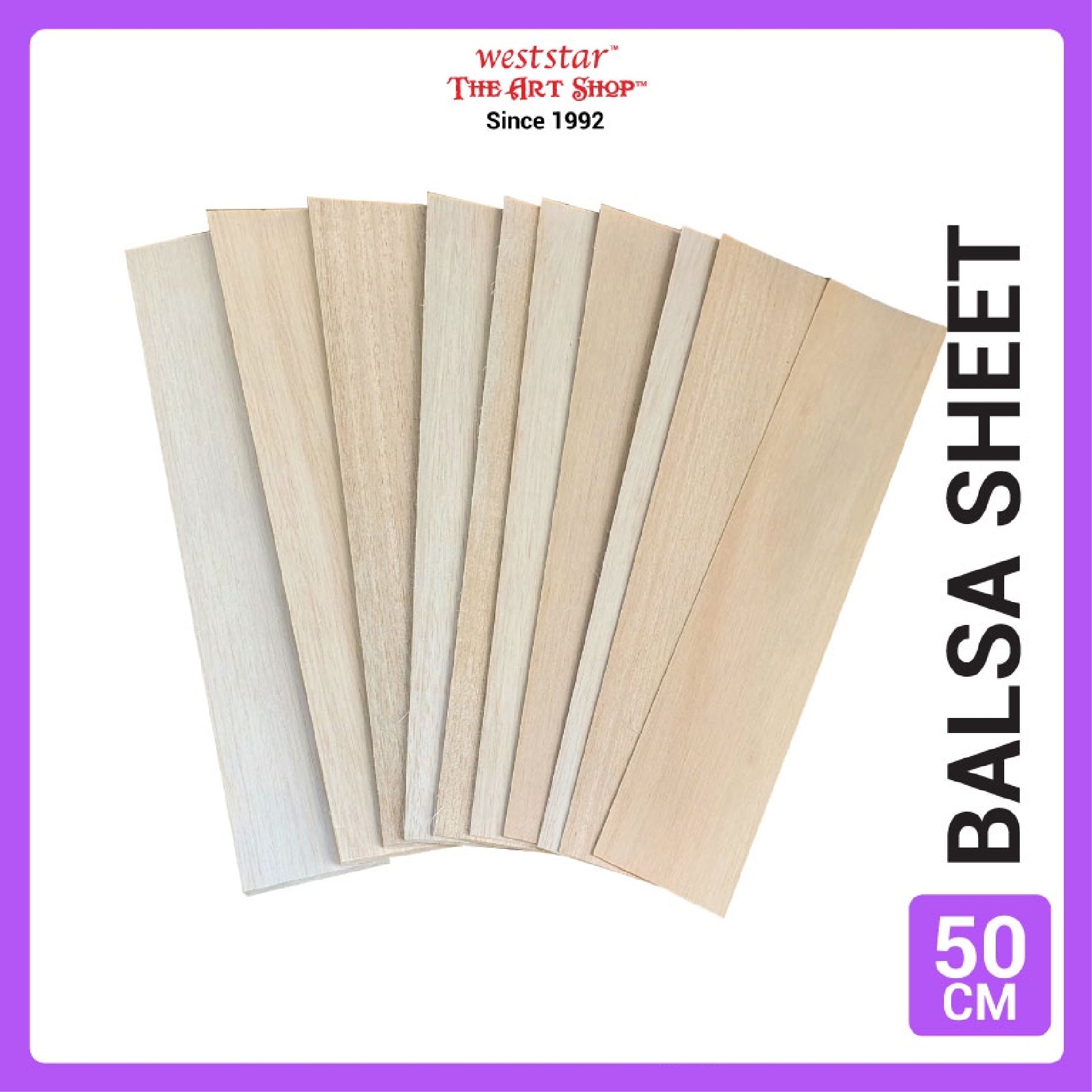 [WESTSTAR] Balsa Sheet , Balsa Wood (8cm x 50cm) for scale model building