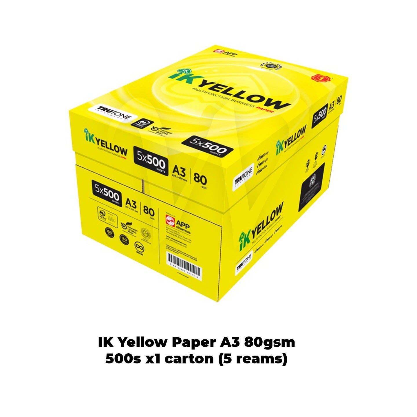 A3 80gsm IK Yellow Paper 500s 1 BOX (5 REAM)