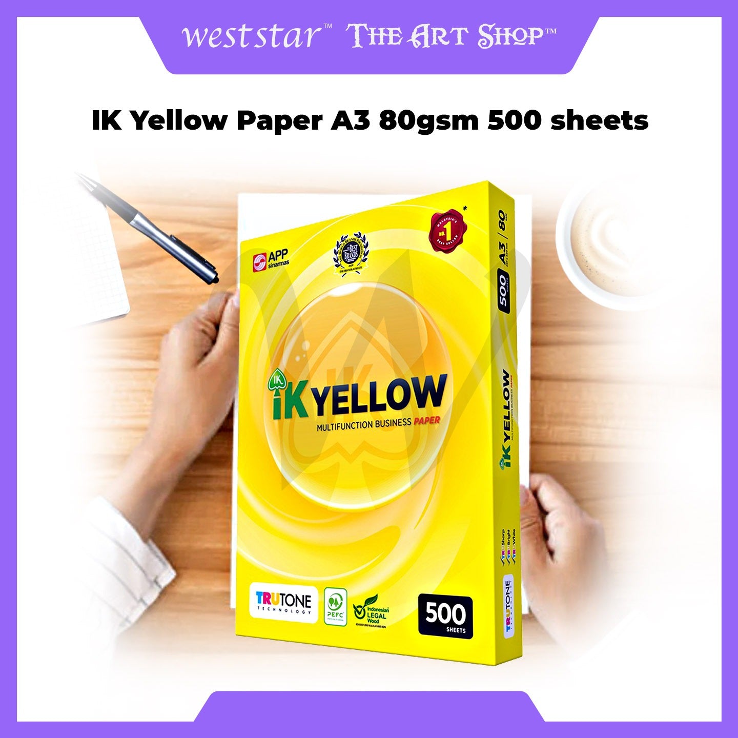 A3 80gsm IK Yellow Paper 500s