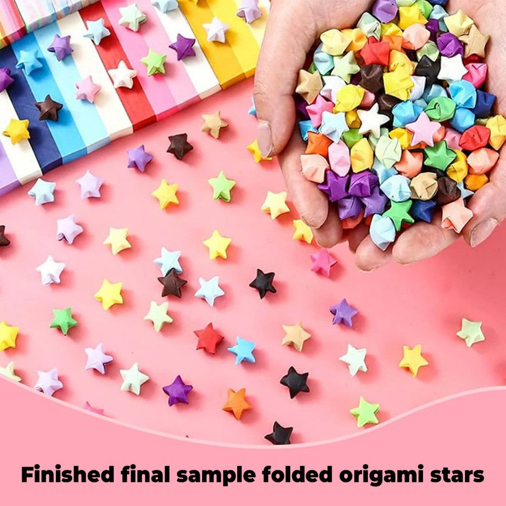 [WE-ARTS] Star Origami Paper Crane Square Paper Folded Papercraft Kertas Colorful DIY 1cm x 23.5cm