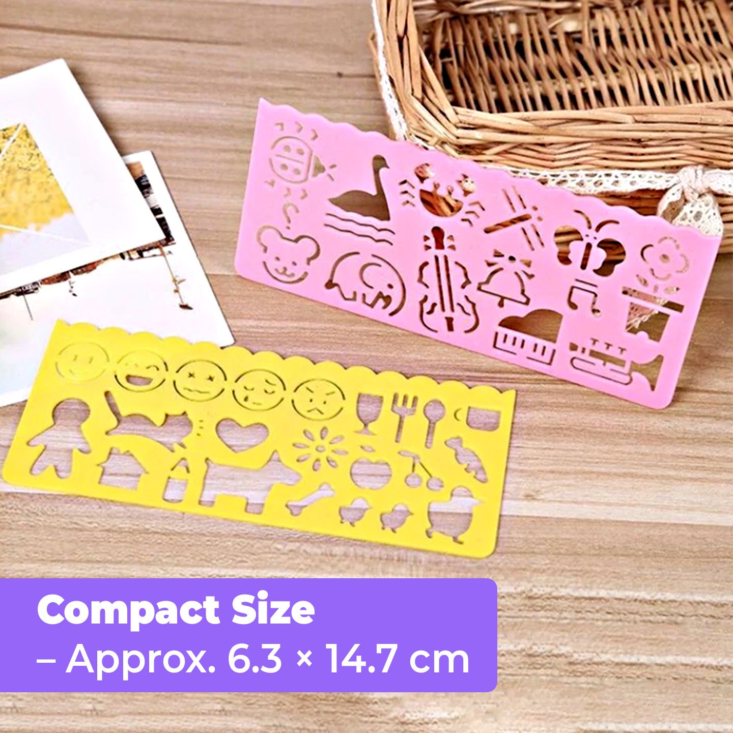 [WE-ARTS] Kids Plastic Drawing Stencil Set 6.3*14.7cm (4pcs Set) Alat Quilling Kertas DIY Craft Tools