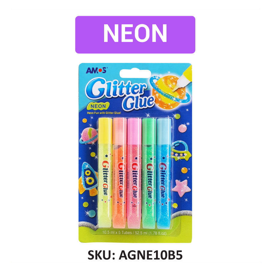 Amos Glitter Glue Neon Set (10.5ml) | 5colors