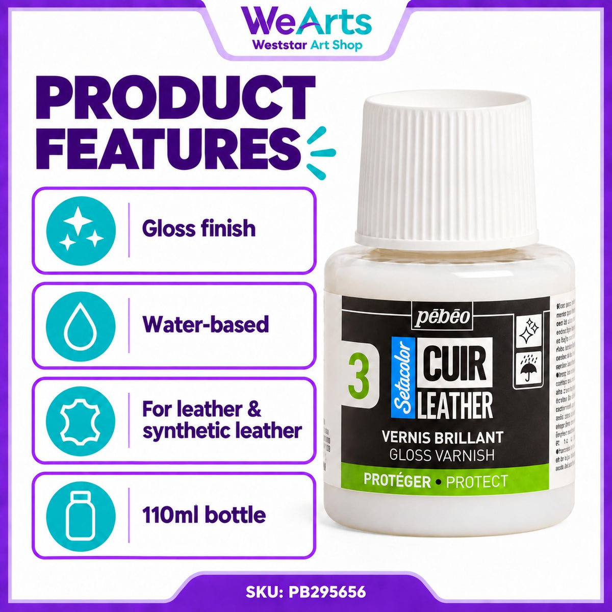 [WEARTS] PEBEO SETACOLOR LEATHER MEDIUM 110ML - GLOSS VARNISH