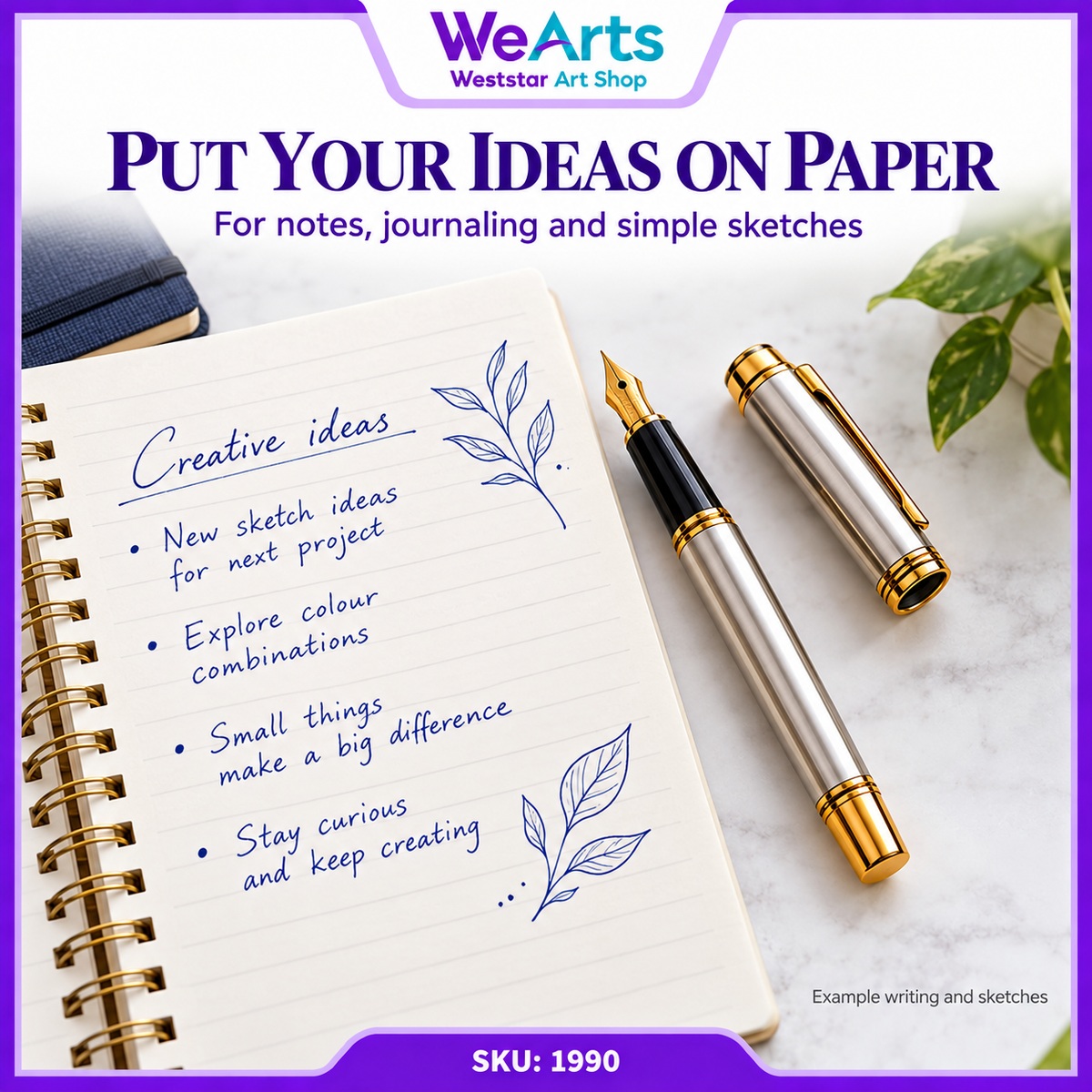WEARTS Classic Fountain Pen | Elegant Writing Pen with Gift Box & Ink Cartridge