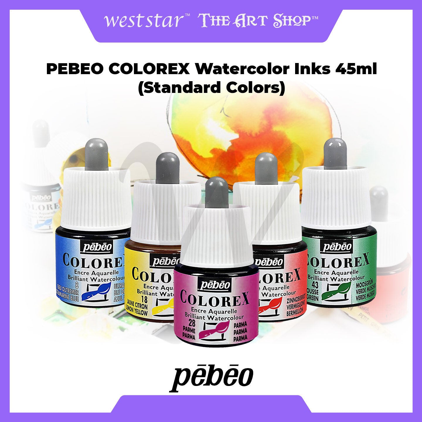 [WESTSTAR] PEBEO Colorex Watercolor Ink 45ML Standard Colour