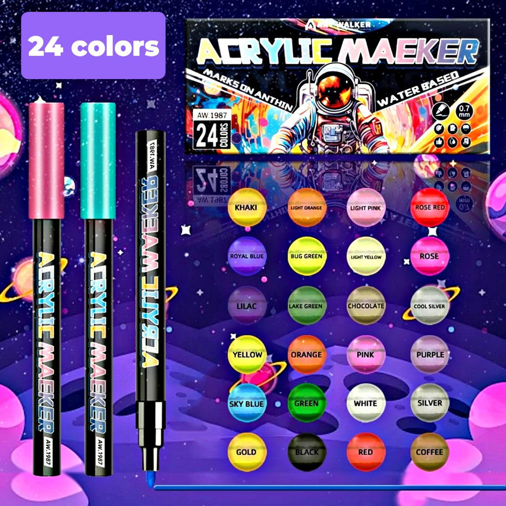 [WETAS] AW1987 Fine Nib Acrylic Marker Set | Quick-Dry Vibrant Colours | Waterproof | Art, Craft, Drawing, DIY